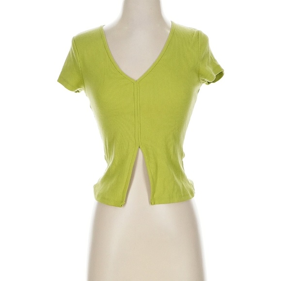Abercrombie & Fitch Tops - Abercrombie & Fitch Lime Green Ribbed V‑Neck Crop Top